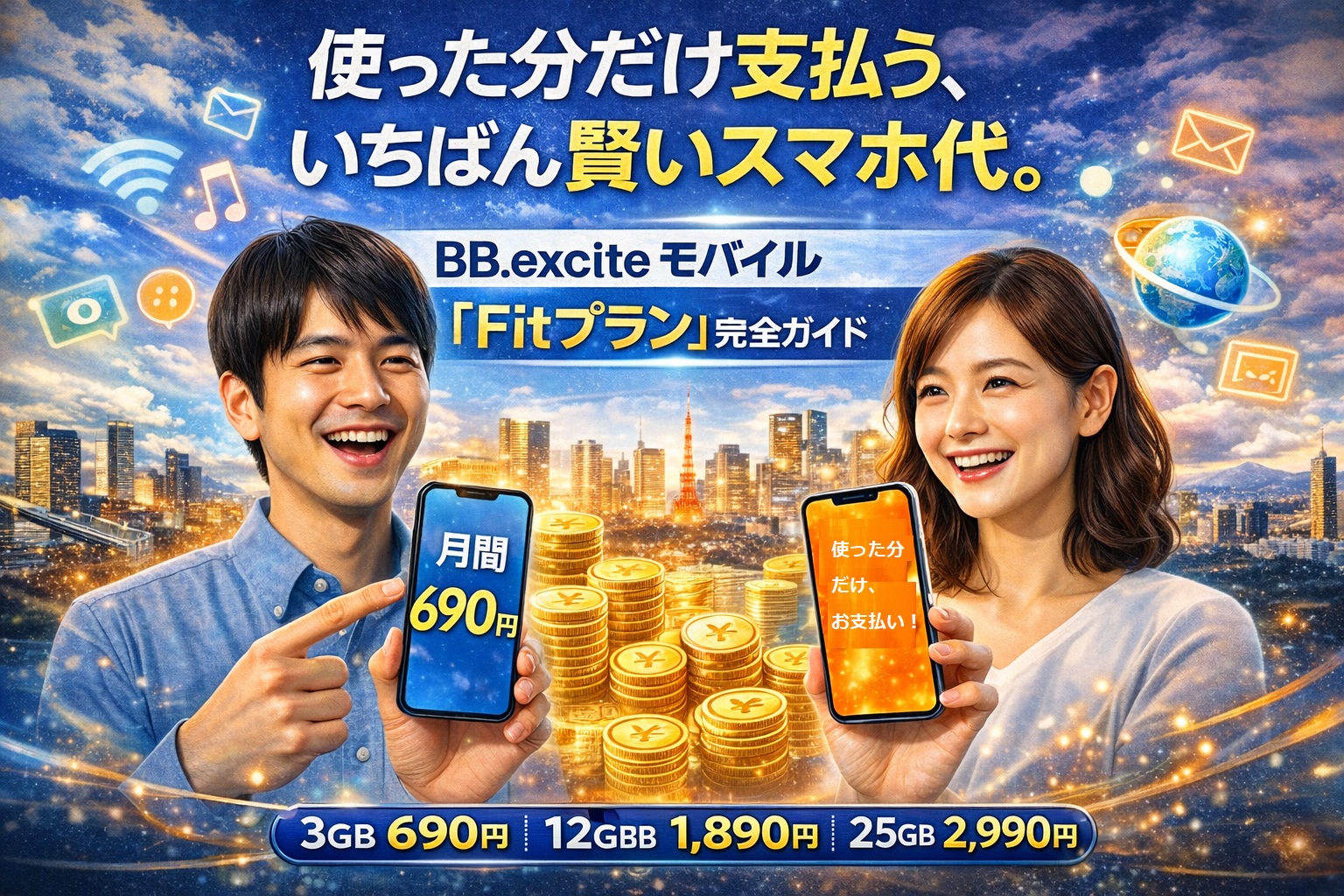 使った分だけ支払う、いちばん賢いスマホ代。 BB.exciteモバイル「Fitプラン」完全ガイド
